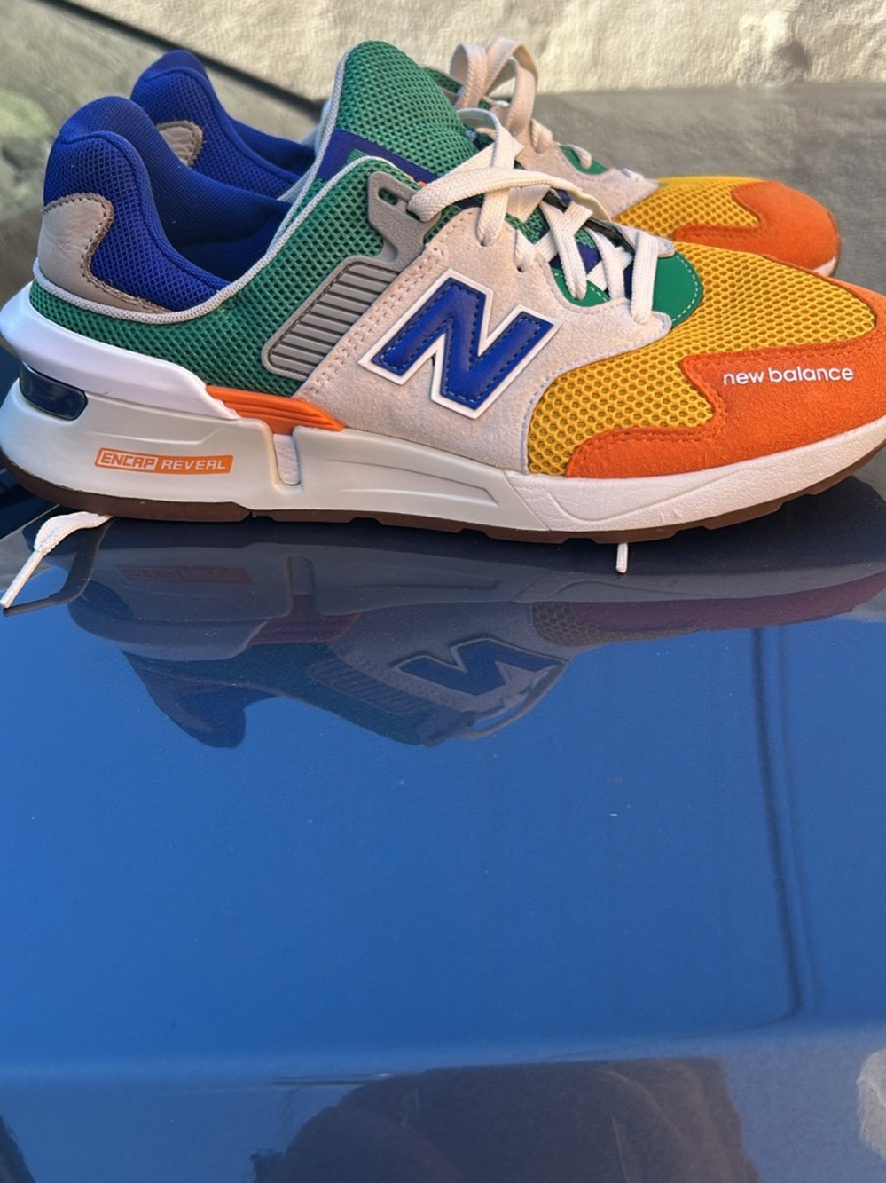 New Balance Colorblock Sneakers - Yellow Orange Green Blue